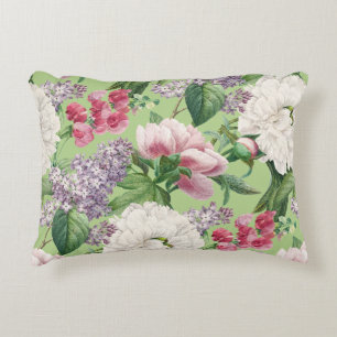 Peonies & Lilacs Flower Garden Watercolor Pattern Decorative Cushion