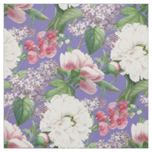Peonies & Lilacs Flower Garden Watercolor Pattern Fabric