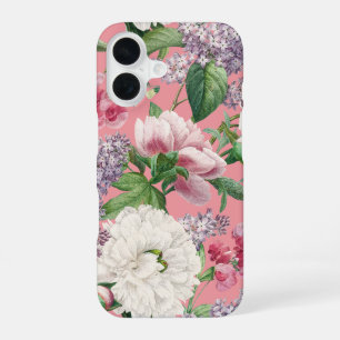 Peonies & Lilacs Flower Garden Watercolor Pattern iPhone 16 Case