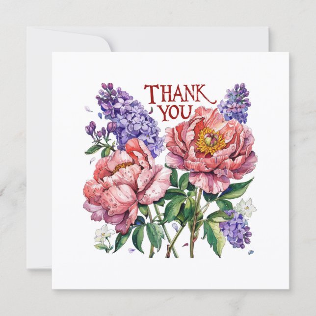 Peonies & Lilacs Thank You Card (Front)