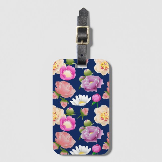 Peonies Luggage Tag (Front Vertical)
