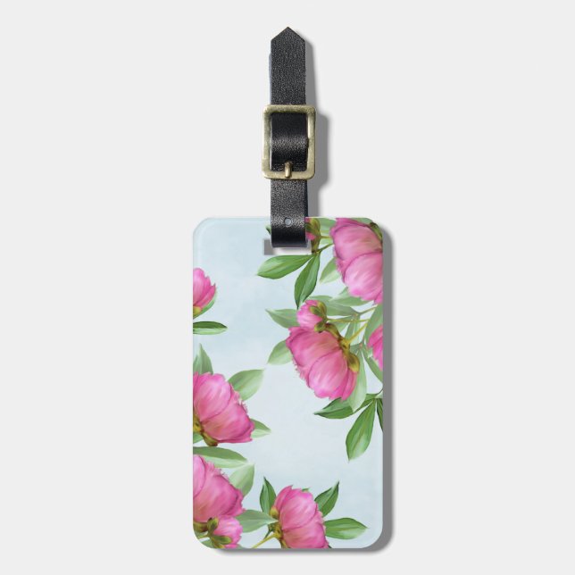 Peonies Luggage Tag (Front Vertical)