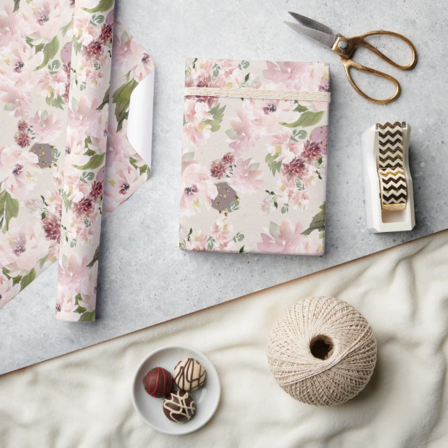 Peonies Mauve and Blush Contemporary Floral Wrapping Paper (Crafts)