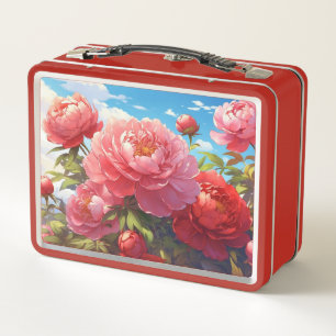Peonies  metal lunch box