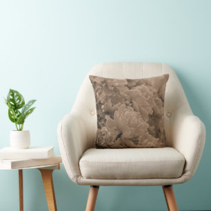 Peonies Multiple in Sepia Cushion
