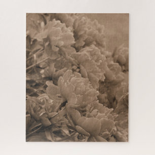 Peonies Multiple in Sepia Jigsaw Puzzle