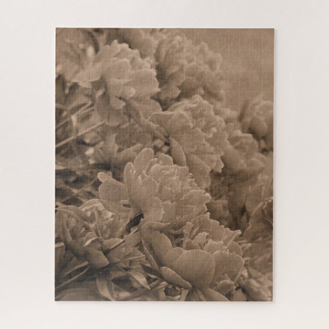 Peonies Multiple in Sepia Jigsaw Puzzle (Vertical)