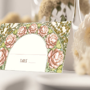 Peonies Name Cards Wedding Table Vintage