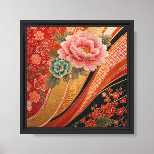 Peonies of the Crimson Kimono Canvas Print