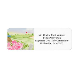 Peonies On Golf Course Return Address Label