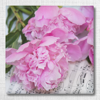 Peonies On Piano Sheet Music Magnet
