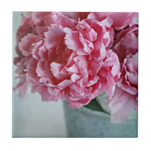 Peonies on the Table Ceramic Tile