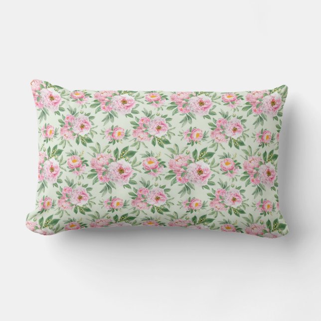 Peonies Outdoor Throw Pillow (Front)