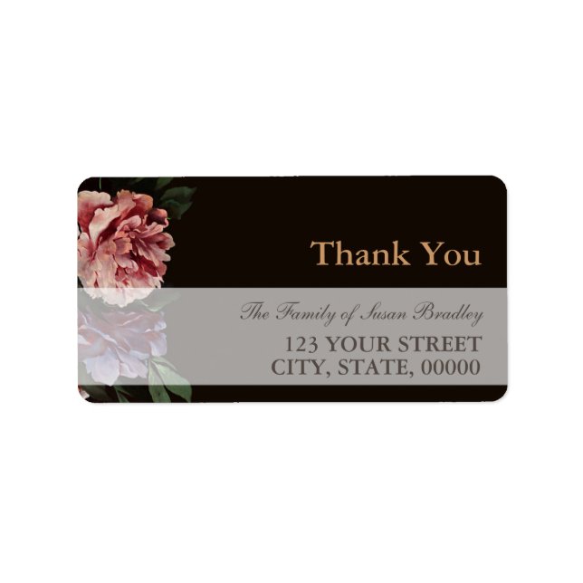 Peonies Painting Family Thank You Address Label (Front)