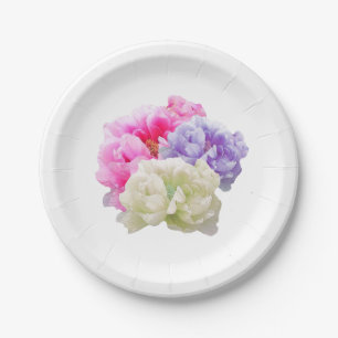Peonies Paper Plates