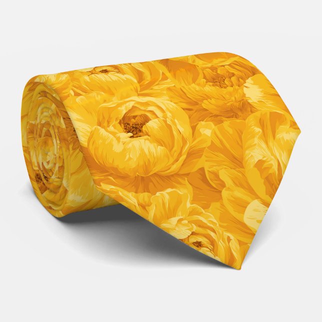 Peonies Pattern Engagement Garden Wedding Tie (Rolled)