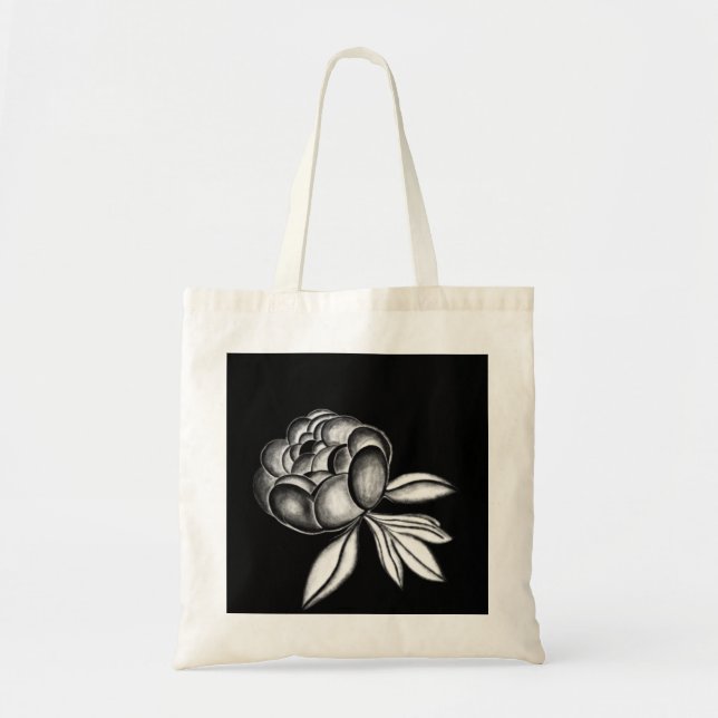 peonies pencil drawing tote bag (Front)