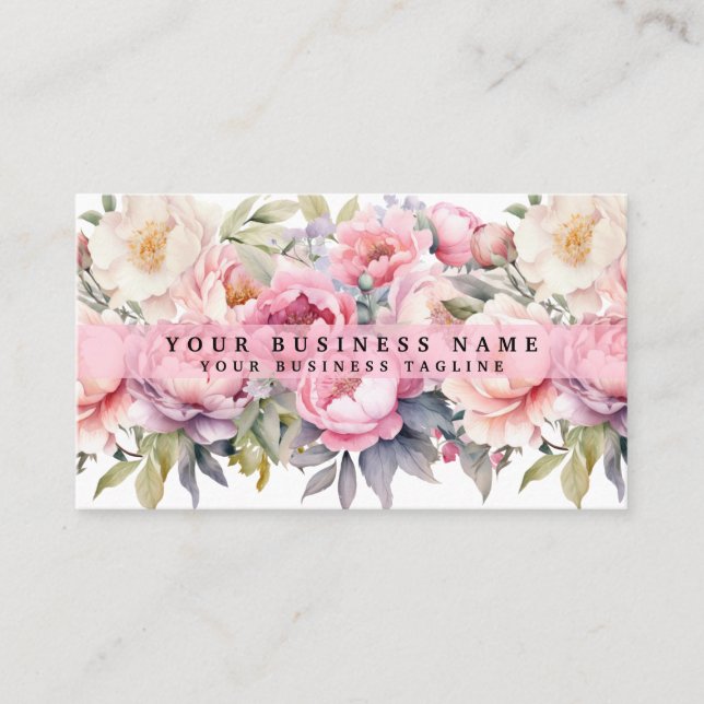 Peonies Peony Flowers Business Cards (Front)