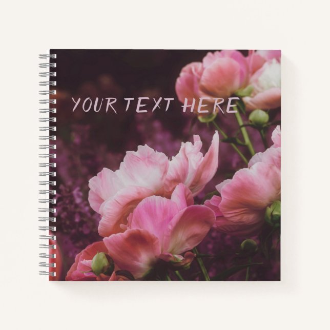 Peonies Personalised Scrapbook Notebook (Front)