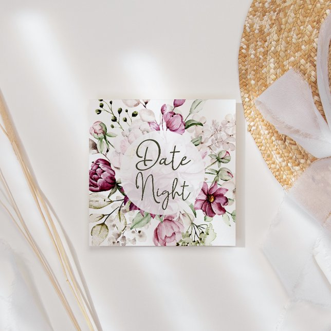 Peonies Pink Burgundy Floral Date Night Card (Creator Uploaded)