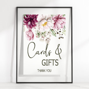 Peonies Pink Burgundy Floral Wedding Card & Gifts Poster