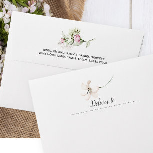 Peonies Pink Burgundy Floral Wedding Invitation Envelope