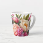 Peonies Pink Peony Floral Latte Mug