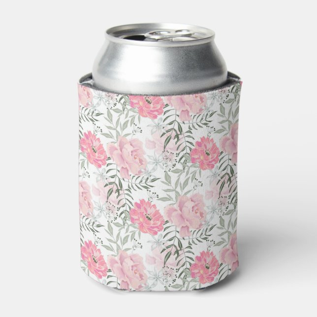 Peonies pink rose flowers  can cooler (Can Front)