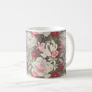 Peonies pink rose flowers flower garden bouquet coffee mug