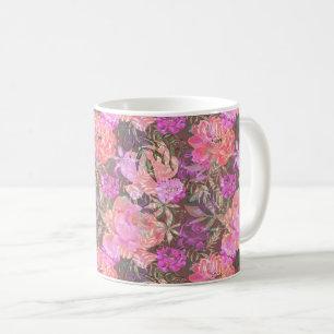 Peonies pink rose flowers flower garden bouquet coffee mug