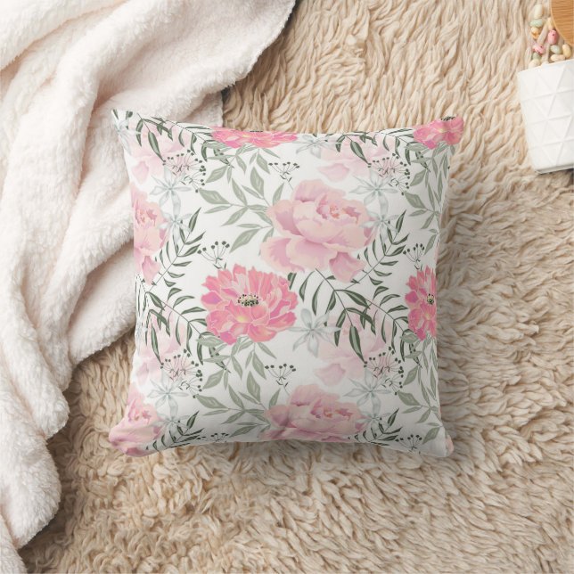 Peonies pink rose flowers flower garden bouquet cushion (Blanket)