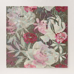 Peonies pink rose flowers flower garden bouquet jigsaw puzzle