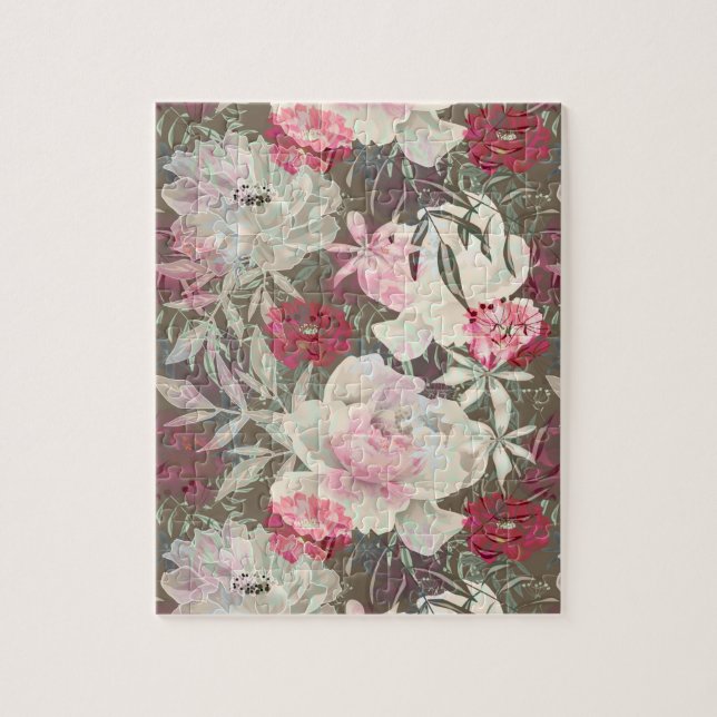 Peonies pink rose flowers flower garden bouquet  jigsaw puzzle (Vertical)