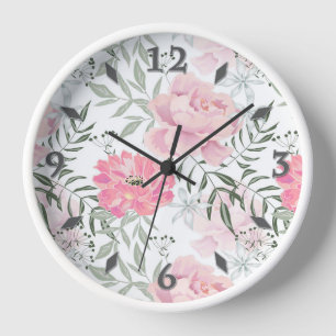 Peonies pink rose flowers flower garden bouquet la clock