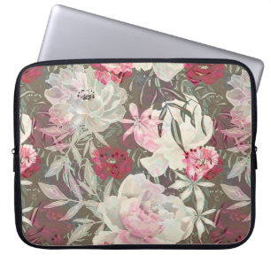 Peonies pink rose flowers flower garden bouquet laptop sleeve