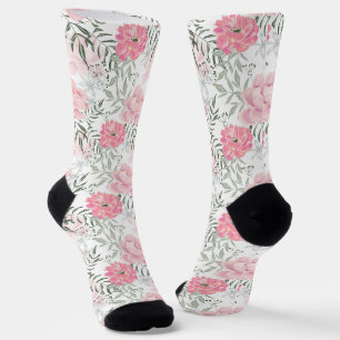 Peonies pink rose flowers flower garden bouquet na socks