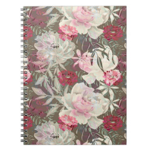 Peonies pink rose flowers flower garden bouquet notebook