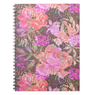 Peonies pink rose flowers flower garden bouquet notebook