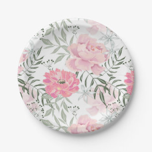 Peonies pink rose flowers flower garden bouquet paper plate