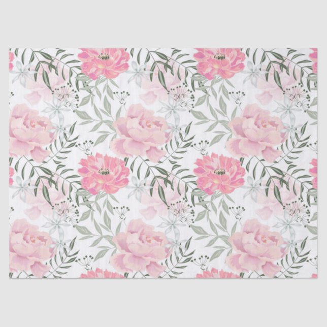 Peonies pink rose flowers flower garden bouquet tissue paper (Front)