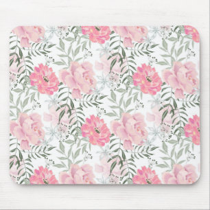 Peonies pink rose flowers mouse pad