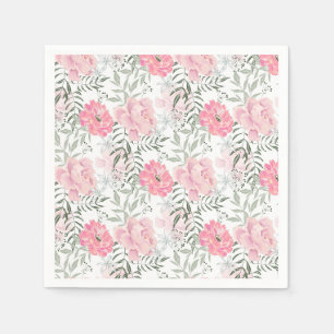 Peonies pink rose flowers napkin