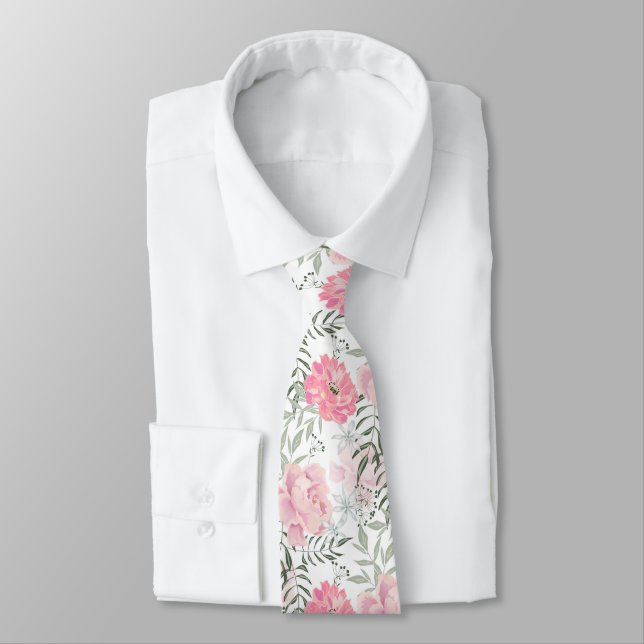 Peonies pink rose flowers  tie (Tied)