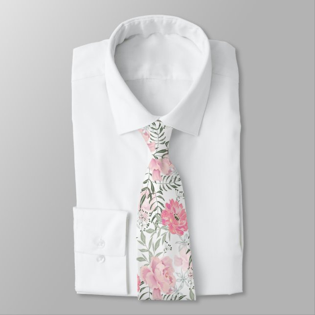 Peonies pink rose flowers  tie (Tied)