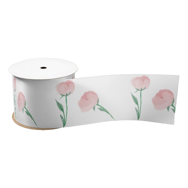 Peonies Please Pretty Preppy Pink Satin Ribbon (Spool)