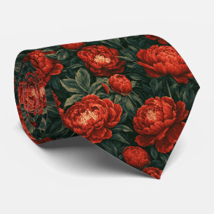 Peonies Print Groomsman Fancy Wedding Tie