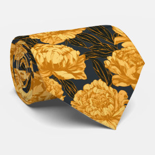Peonies Print Groomsmen Summer Wedding Tie