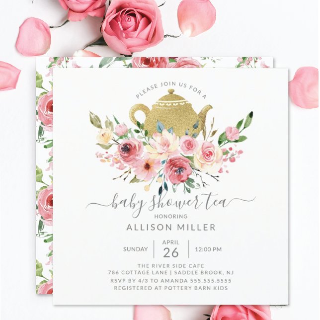 Peonies Rose Floral Baby Shower Tea Invitation (Creator Uploaded)