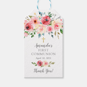 Peonies Rose Floral First Communion Favour Gift Ta Tags