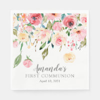 Peonies Rose Floral First Communion